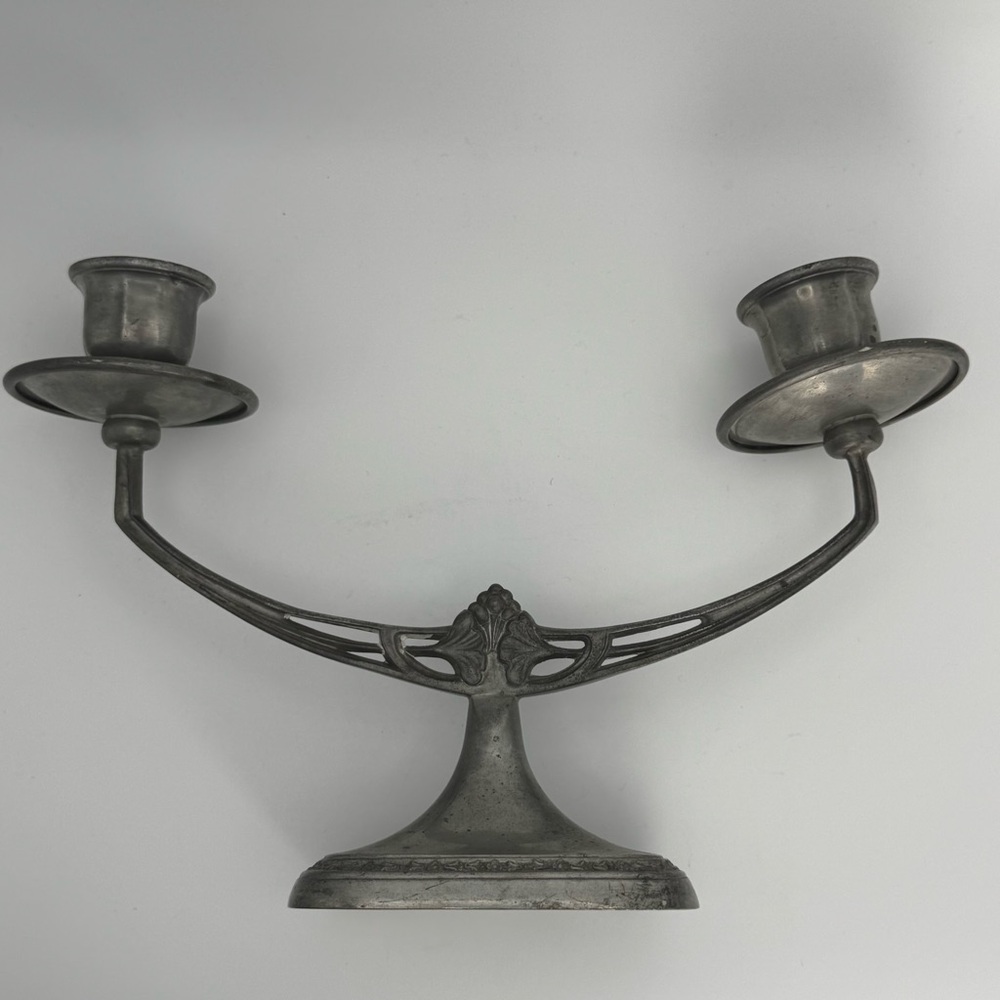 Queen City Silver Co. Pewter Double-Arm Candle Holder – Arts & Crafts Era